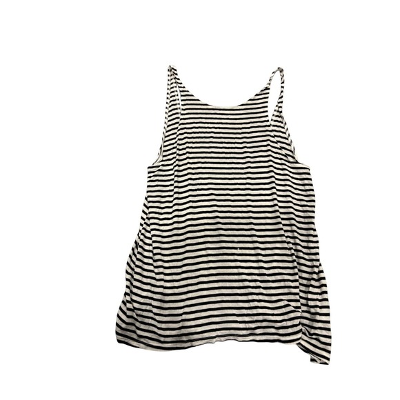 Striped Tank Top Sleeveless Casual Basic Black White - Picture 2 of 4
